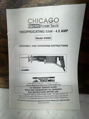 Reciprocating Saw Assembly & Operating Instructions Chicago Model 04095 (read)