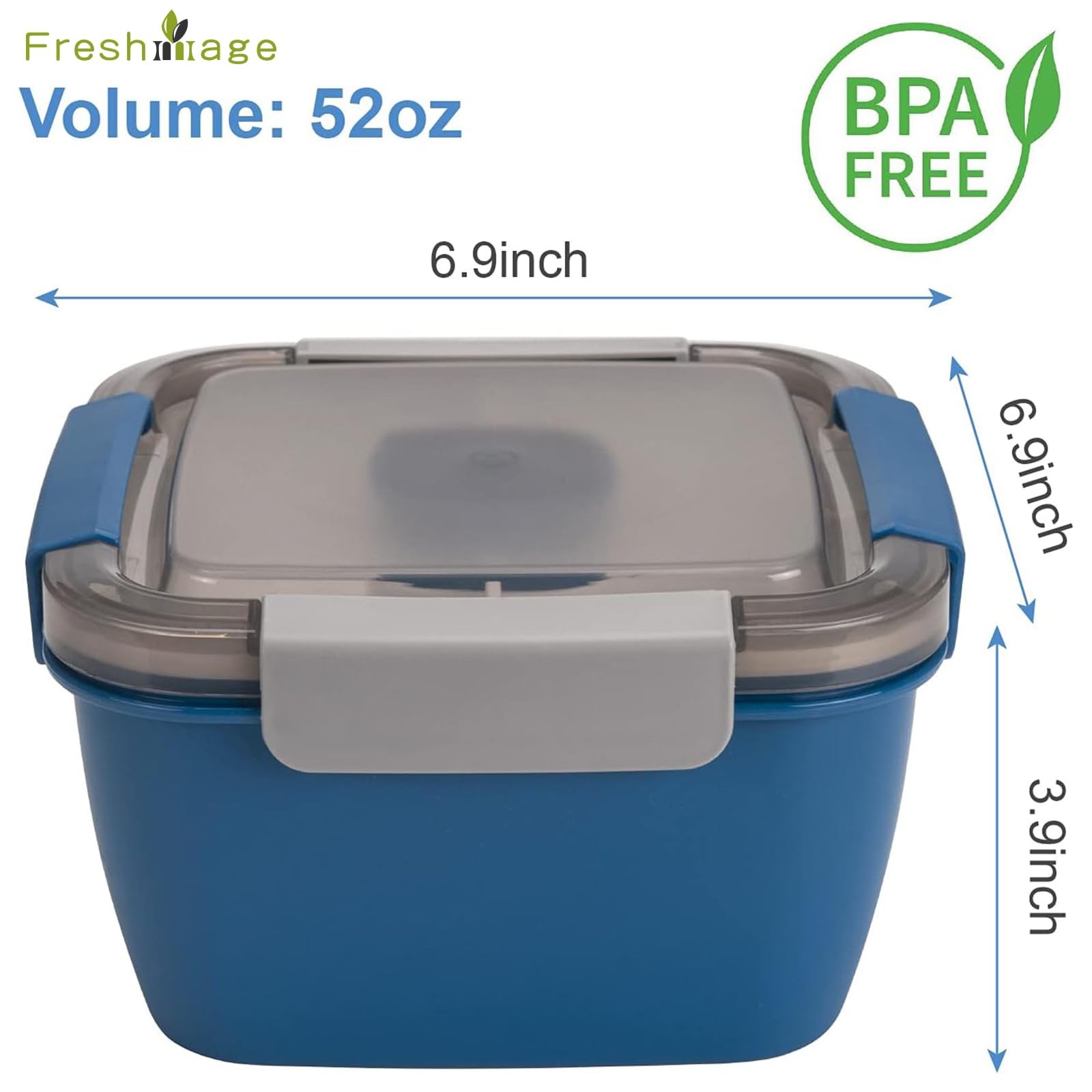 Salad Lunch Container To Go, 52-oz Salad Bowls with 3 Compartments, Salad Dre... gallery