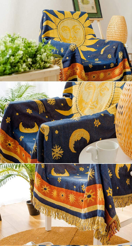 Moon and Sun Throw Blanket Celestial Chair Recliner Cover Bed Spread Hippie Room gallery
