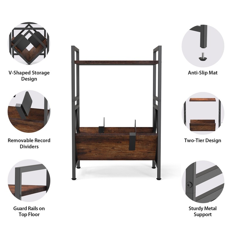 CD/VCD Storage Rack Tower Stand - Easy to Assemble - Great Value - Dark Walnut gallery