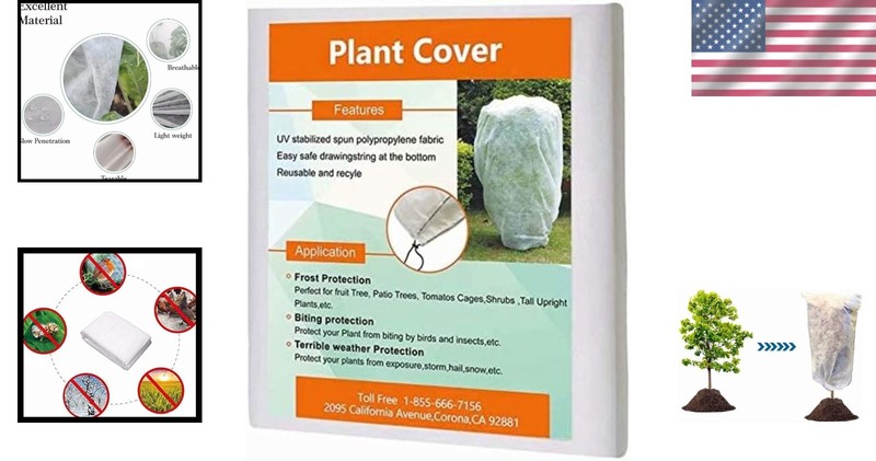 UV Stabilized Drawstring Plant Cover, 32'' x 32'' - Winter Protection Blanket gallery
