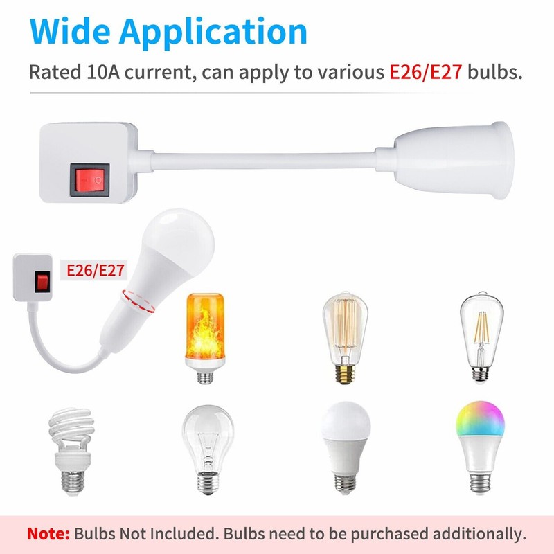 1/2/3 Pack E26 E27 LED Light Bulb Lamp Holder Flexible Extension Adapter Socket gallery