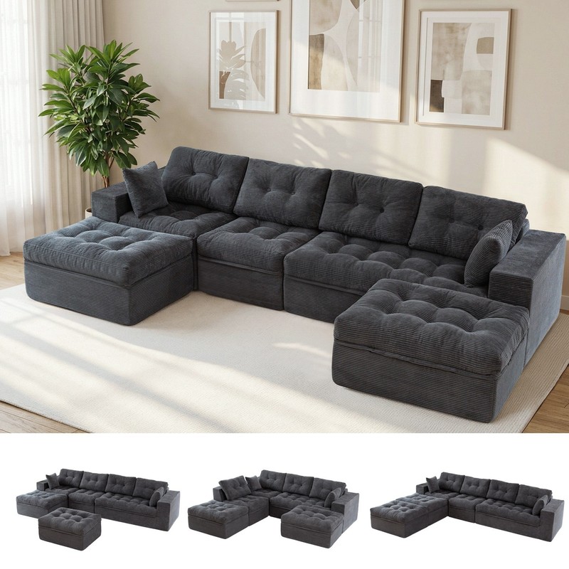 MAXYOYO 104"Modular Sectional Cloud Couch with Ottoman,Oversized Boneless Couch gallery