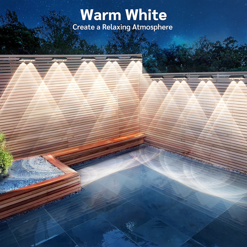 2Pack LED Solar Power Wall Light Outdoor Garden Waterproof Fence Deck Steps Lamp gallery