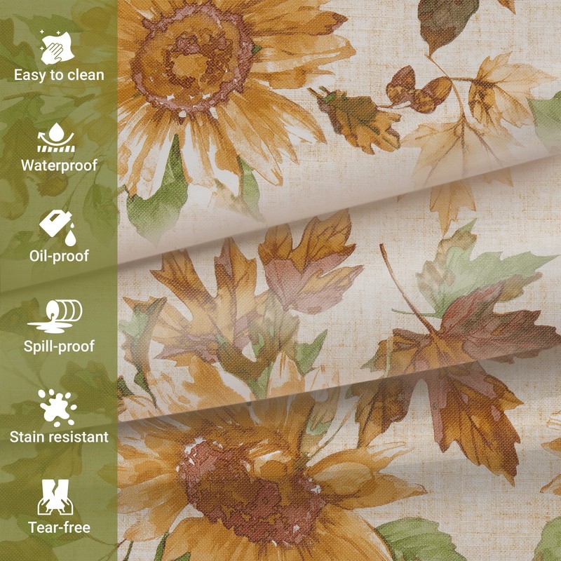 Everyday Luxuries Sunflower Fields Waterproof Tablecloth, Size & Shape Options gallery