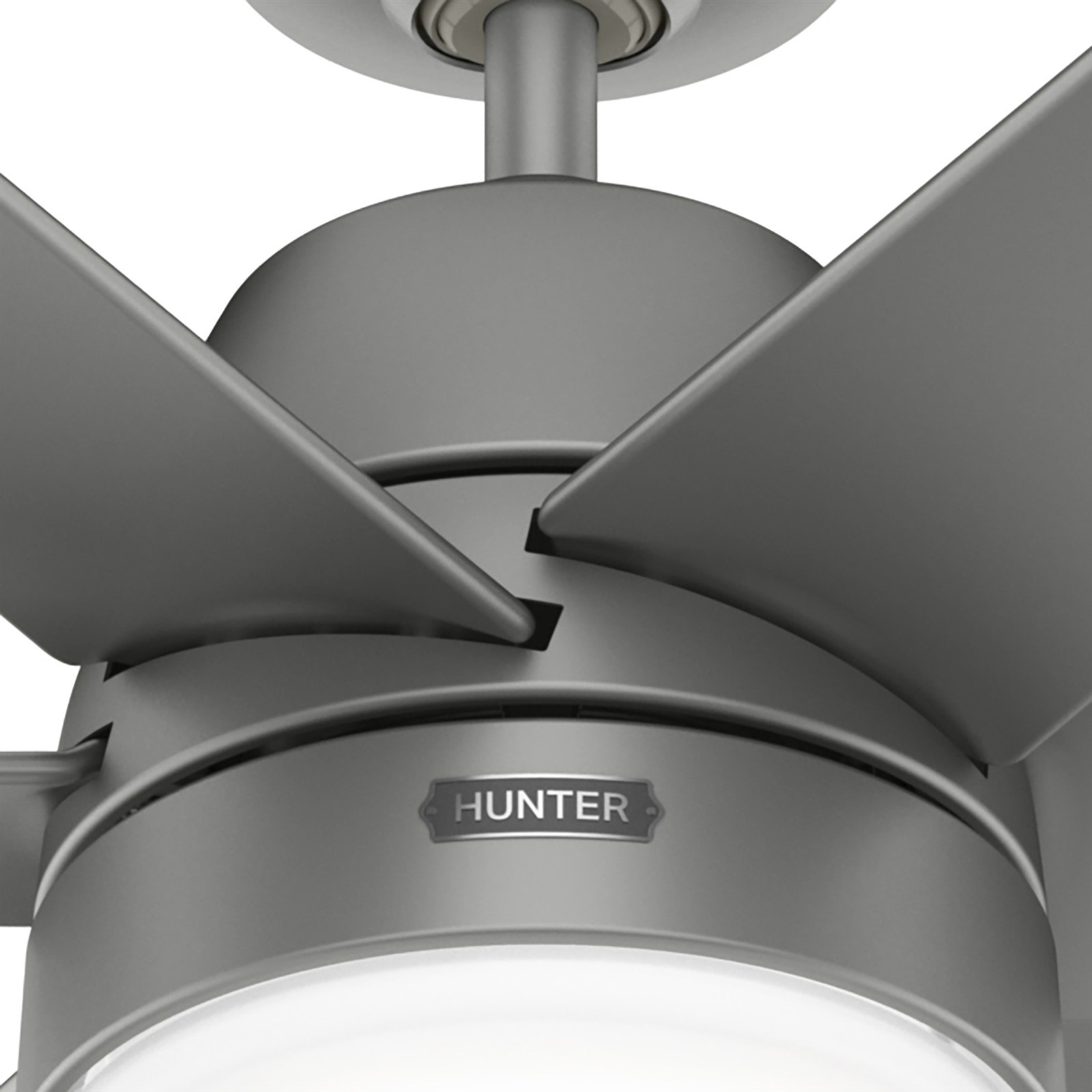 Hunter Fan 60 inch Matte Silver Outdoor Ceiling Fan with LED Light and 6 Blade gallery