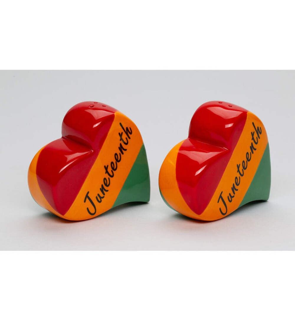 Ceramic Juneteenth Love Hearts Salt and Pepper Shakers, Kitchen Decor, Celebrate gallery