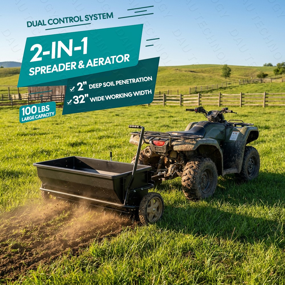32 Inch 2-in-1 Broadcast Spreader & Lawn Aerator for ATV UTV Tractor for ATV gallery