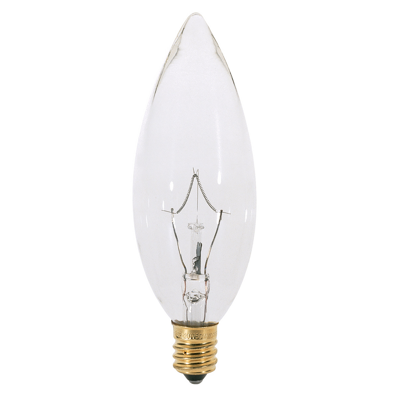 (12 Pack) Clear Chandelier Bulbs 25W Watt European Base E14 Torpedo Tip 120V gallery