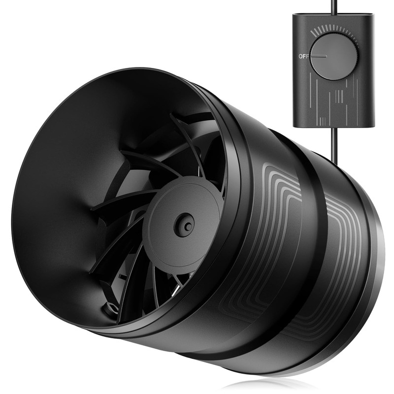 6" Inline Duct Fan with Stepless Speed Control - 345 CFM Low Noise Ventilation f gallery