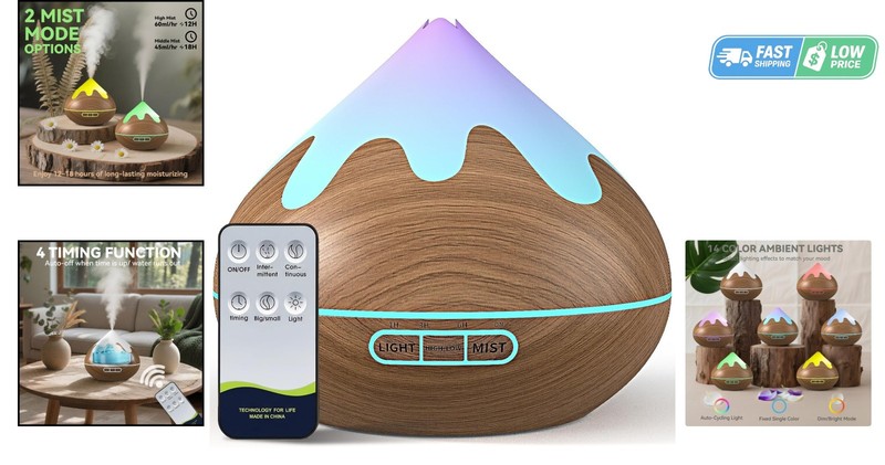 Ultrasonic Aromatherapy Diffuser: 500ML Capacity with Timer & Mood Lighting gallery