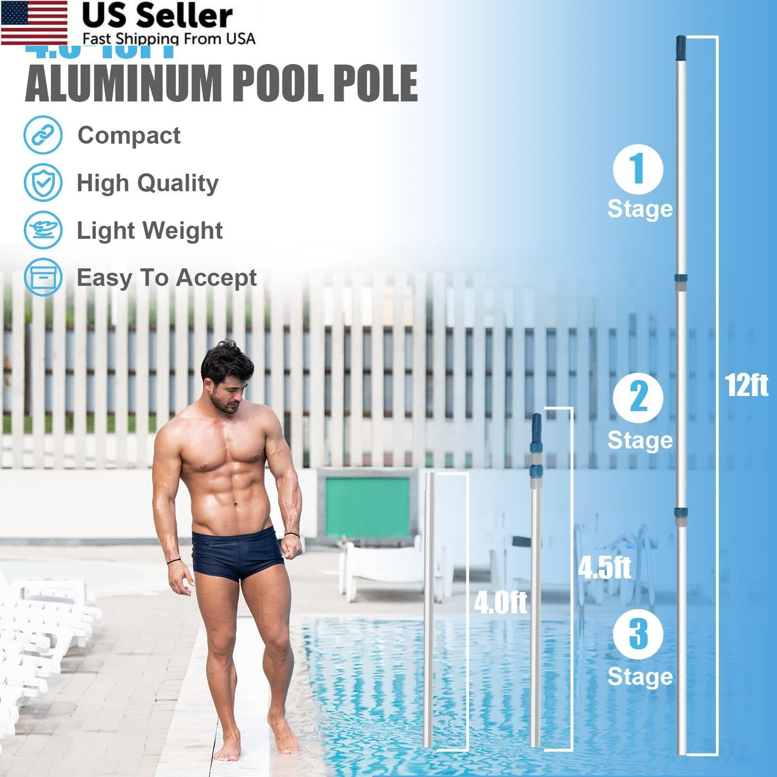 POOPLE Professional 16 Foot Telescopic Aluminum Swimming Pool 16ft, gallery