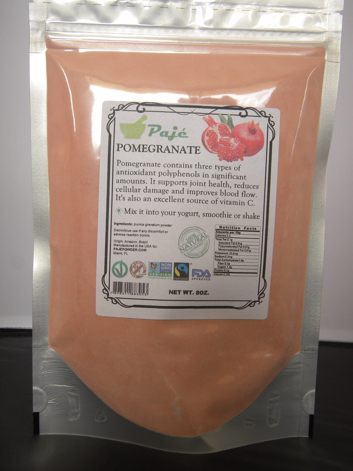 POMEGRANATE powder 8oz - 1/2lb ANTIOXIDANT MAXIMUS , gluten free, non-GMO PAJE gallery
