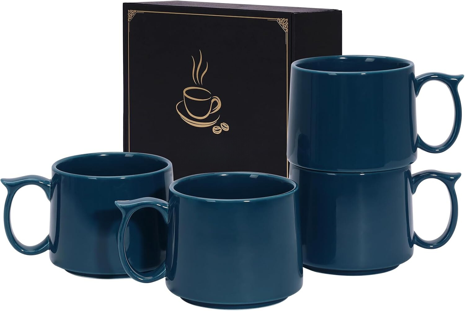 19 oz.Large Coffee Mug Set of 4,Stackable Ceramic Coffee Mugs with Large Handles gallery