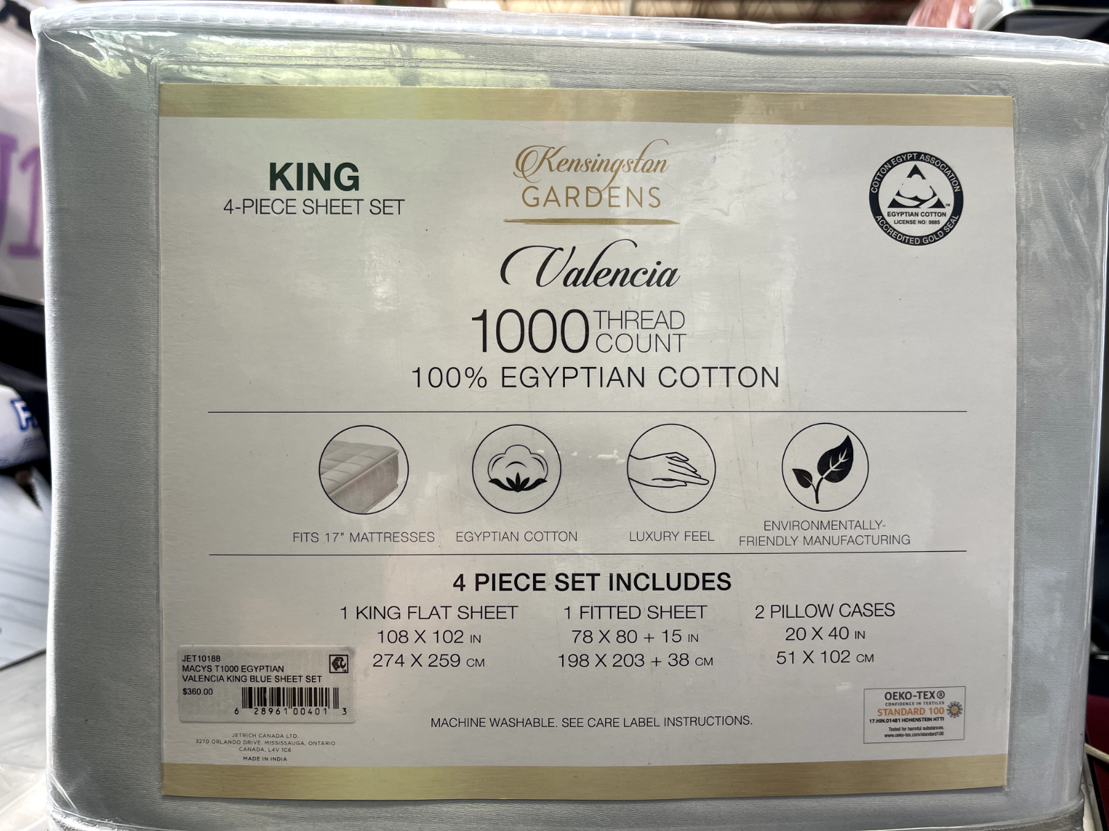 Kensington Garden Valencia Light Blue Solid 1000 TC 4 Piece King Size Sheet Set gallery