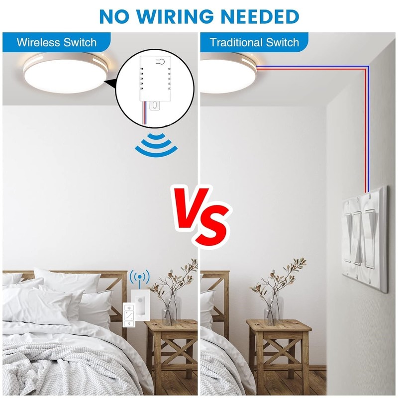 Smart Remote Light Switch, 2 Remotes for Multi-Location Control, Works with Alex gallery