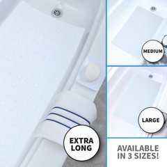 Medium, Large & Extra Long Rubber Bath Safety Mat with Suction Cups for Tubs