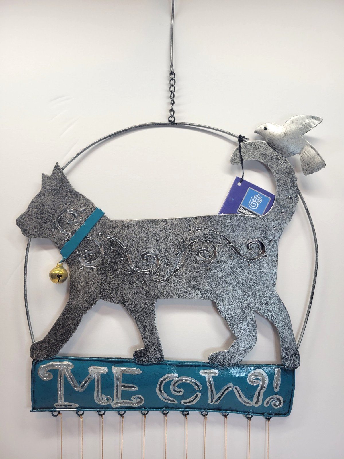 Gift Essentials Kittie Meow Glass Wind Chime RETANGLE/FISH SHAPED GLASS gallery