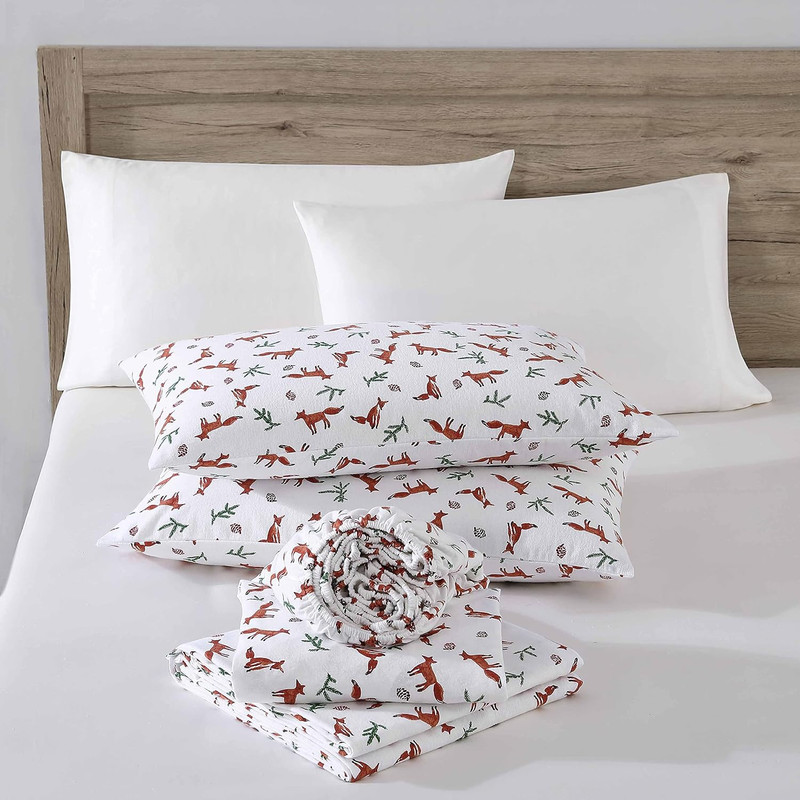 King Flannel Sheet Set - Soft, Cozy Fox Trail Orange Bedding gallery
