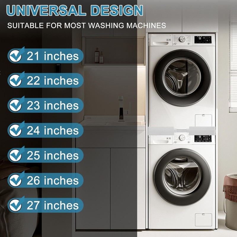 Universal Washer Dryer Stacking Kit with Sliding Shelf, Adjustable 21"– 27" gallery