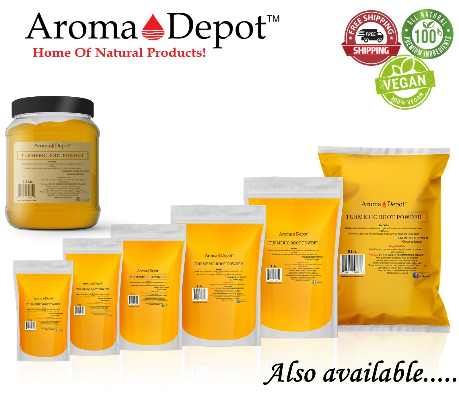 Tumeric Root Powder 5lbs. Raw Curcuma longa 5 Libras Yellow Turmeric Curcumin gallery