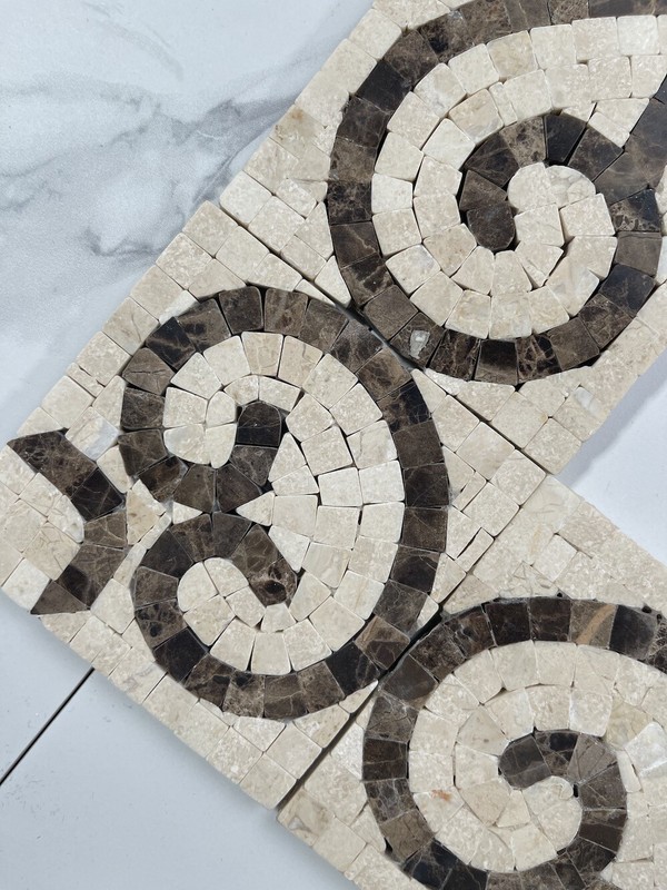 B0051P Marble Mosaic Border Bathroom Listello Tile Vine Crema 4x12 Polished gallery