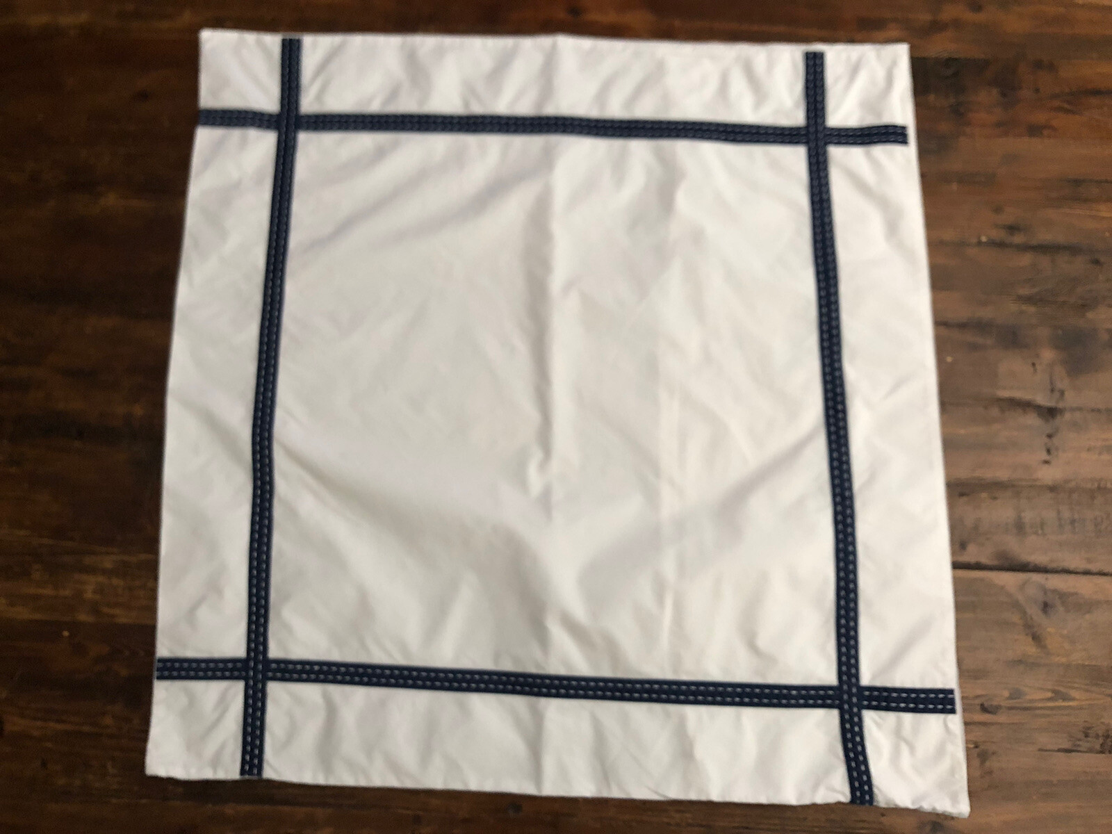 Bagni Volpi Noemi White With Navy Blue Ribbon Stitched Euro Sham Made in Italy gallery