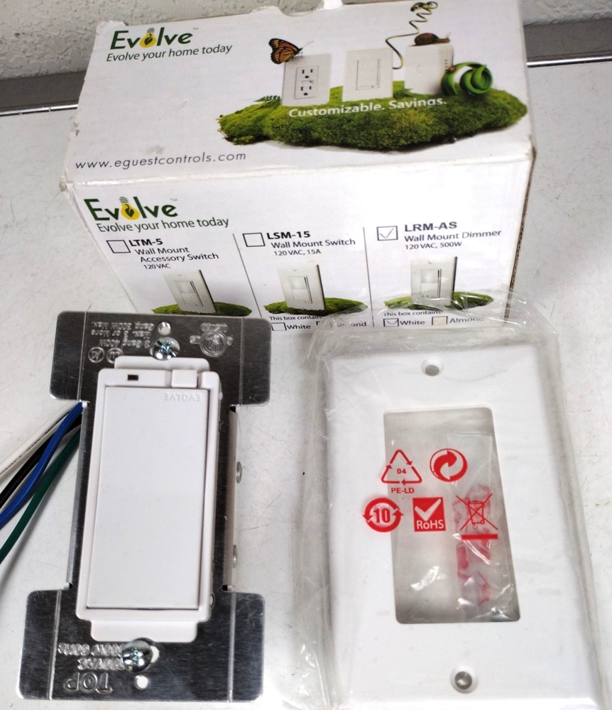 Evolve LRM-AS Customizable Wall Mount Dimmer Security Compatible 500W White