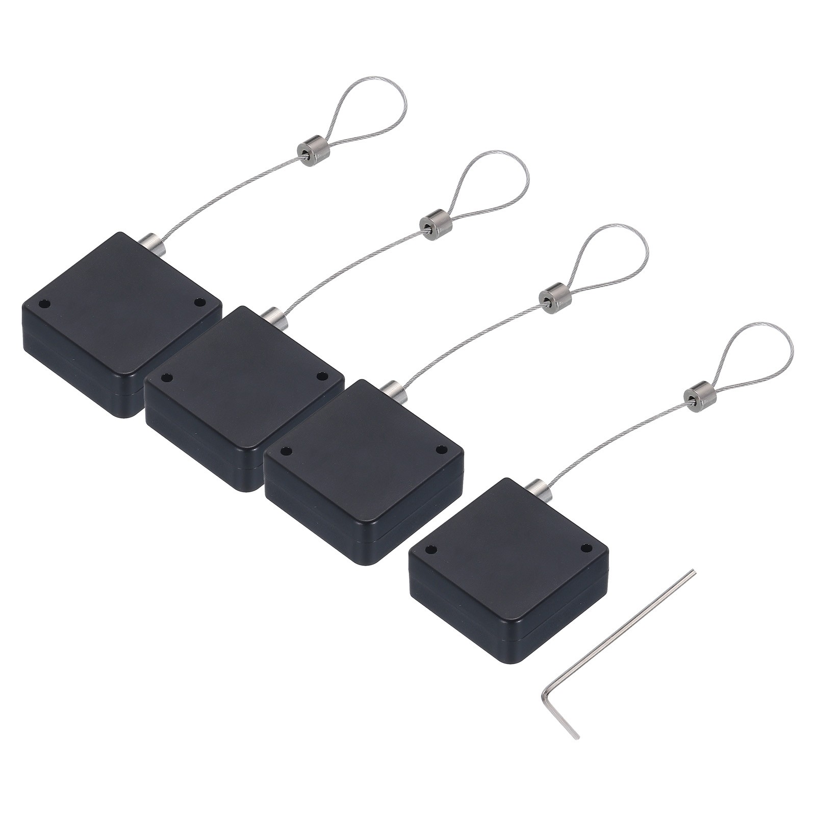 4Set Retractable Cable Lock with Double-Sided Adhesive Remote Lock 600g Black gallery