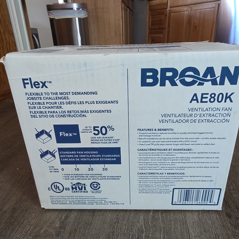 Broan AE80K Nutone Ventilation Fan FLEX HVAC Heating and Air Conditioning gallery