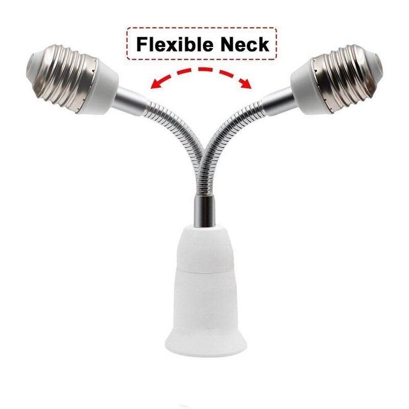 7.8" Flexible Light Bulb Lamp Socket Adapter Extender 360° Adjustable E26/E27 gallery