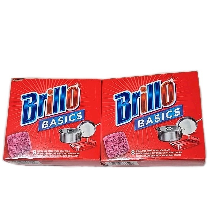 2 Boxes Brillo Basics 16 Steel Wool Soap Pads Anti Rust New gallery