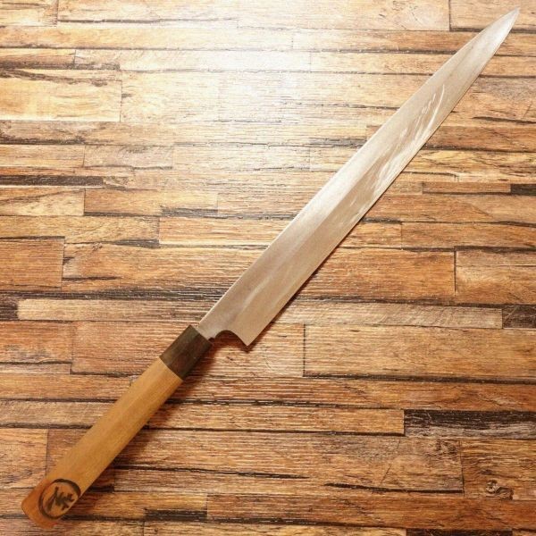 Yanagiba Knife Sharpened Buffalo Handle Sashimi Japan Used 335mm gallery