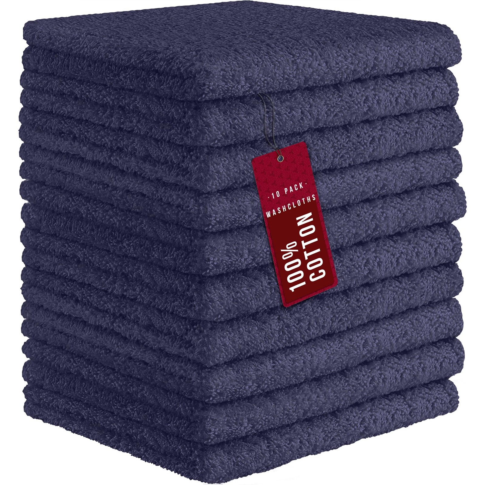 DecorRack 10 Pack 100% Cotton Wash Cloth, 12 x 12 inches, Imperial Blue gallery