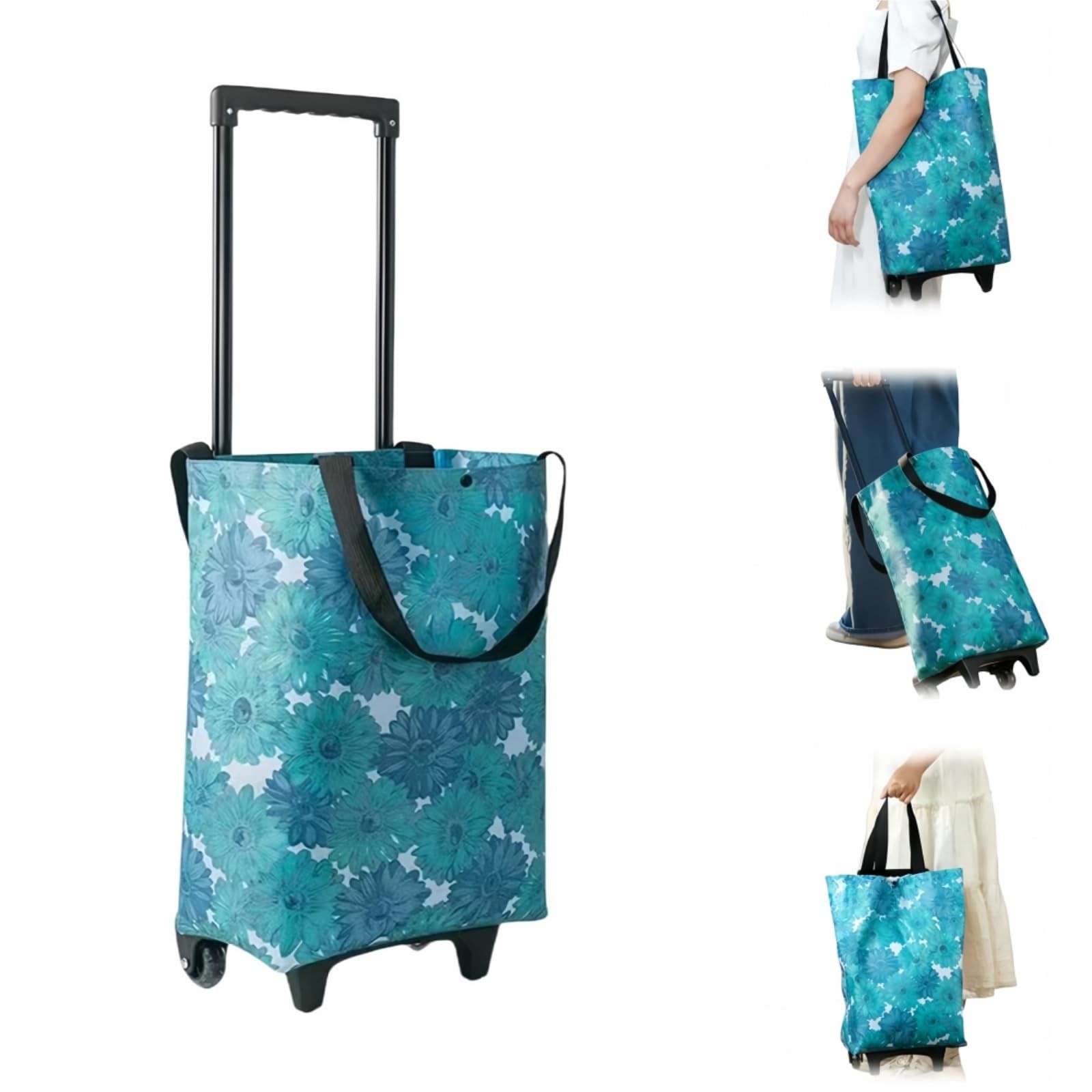 Portable Shopping Cart Foldable with Wheels,Folding Shopping Cart Tote Bag Tr... gallery