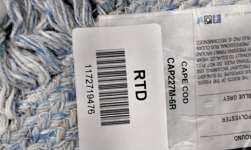 BLUE / GREY 6' X 6' Round Broken Thread Rug, Reduced Price 1172719476 CAP227M-6R gallery