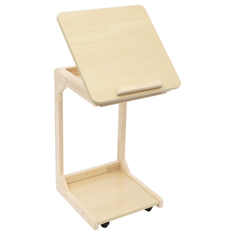 2-tier C Shaped Table Adjustable Angle C Table with Wheels 25kg Load Couch Table gallery