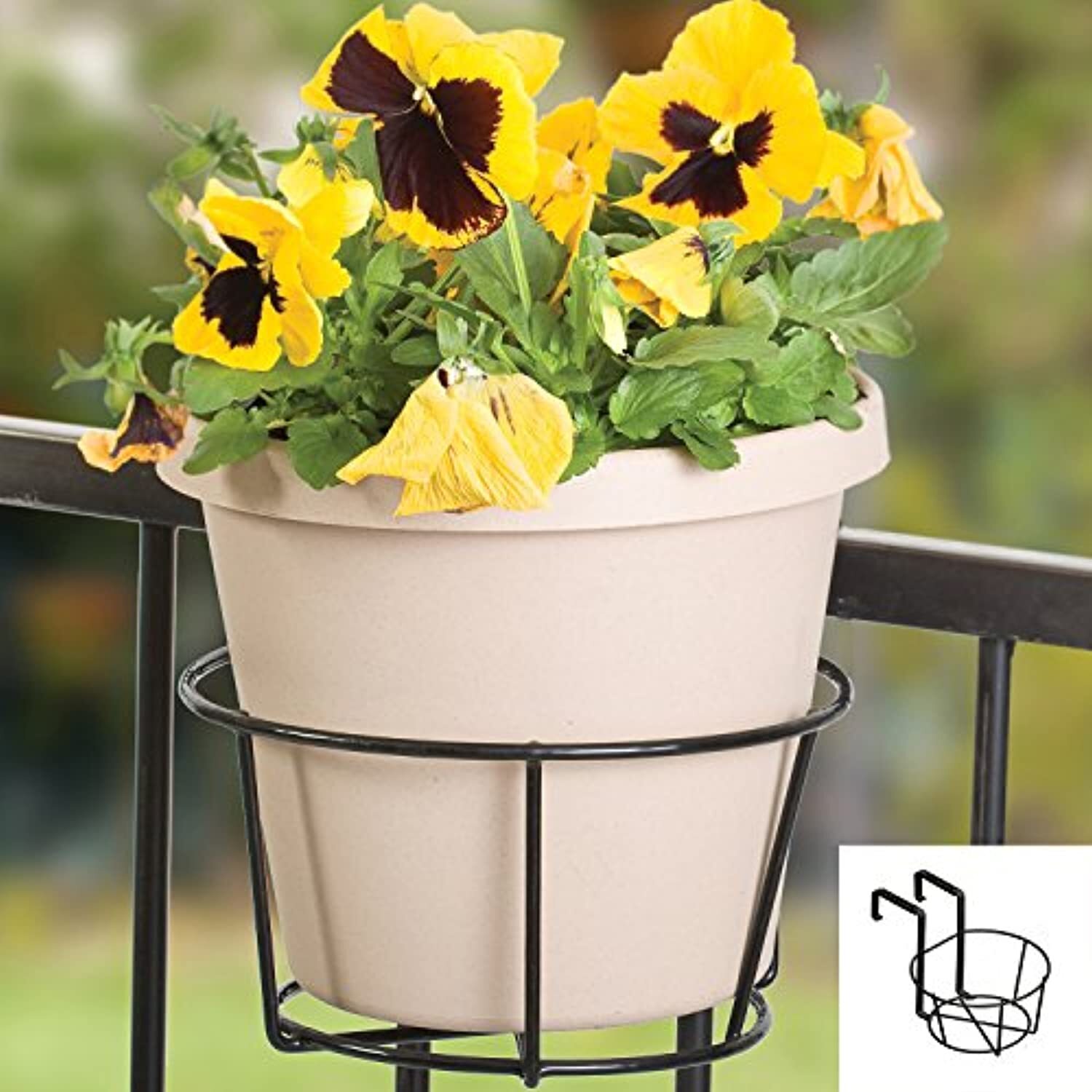 Panacea 89049 Ring Over The Deck Adjustable Flower Pot Holder, Black, 8-Inch gallery