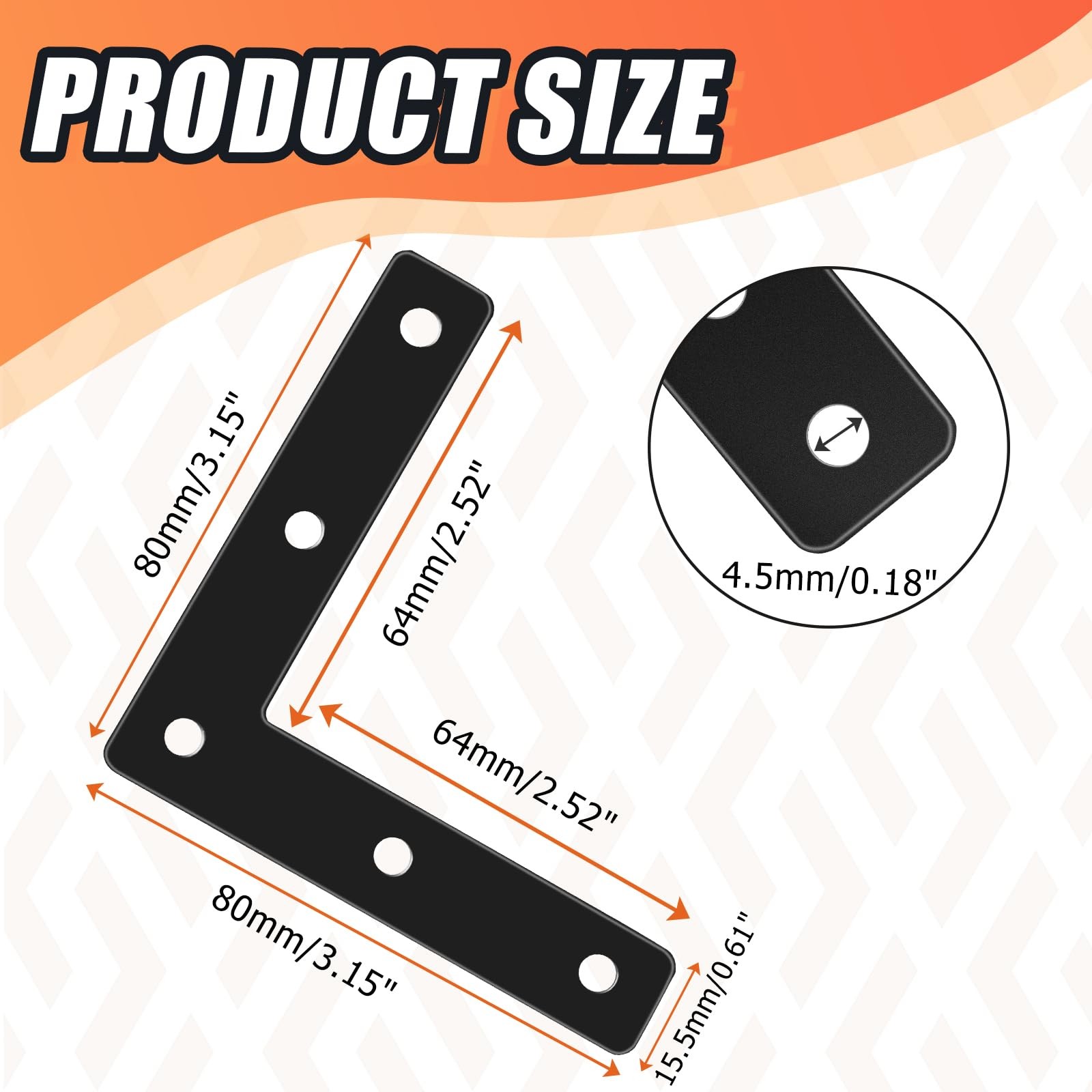 10 Pcs L Shape Flat Mending Plates 80mm x 80mm (3.15" x 3.15"), Stainless Ste... gallery