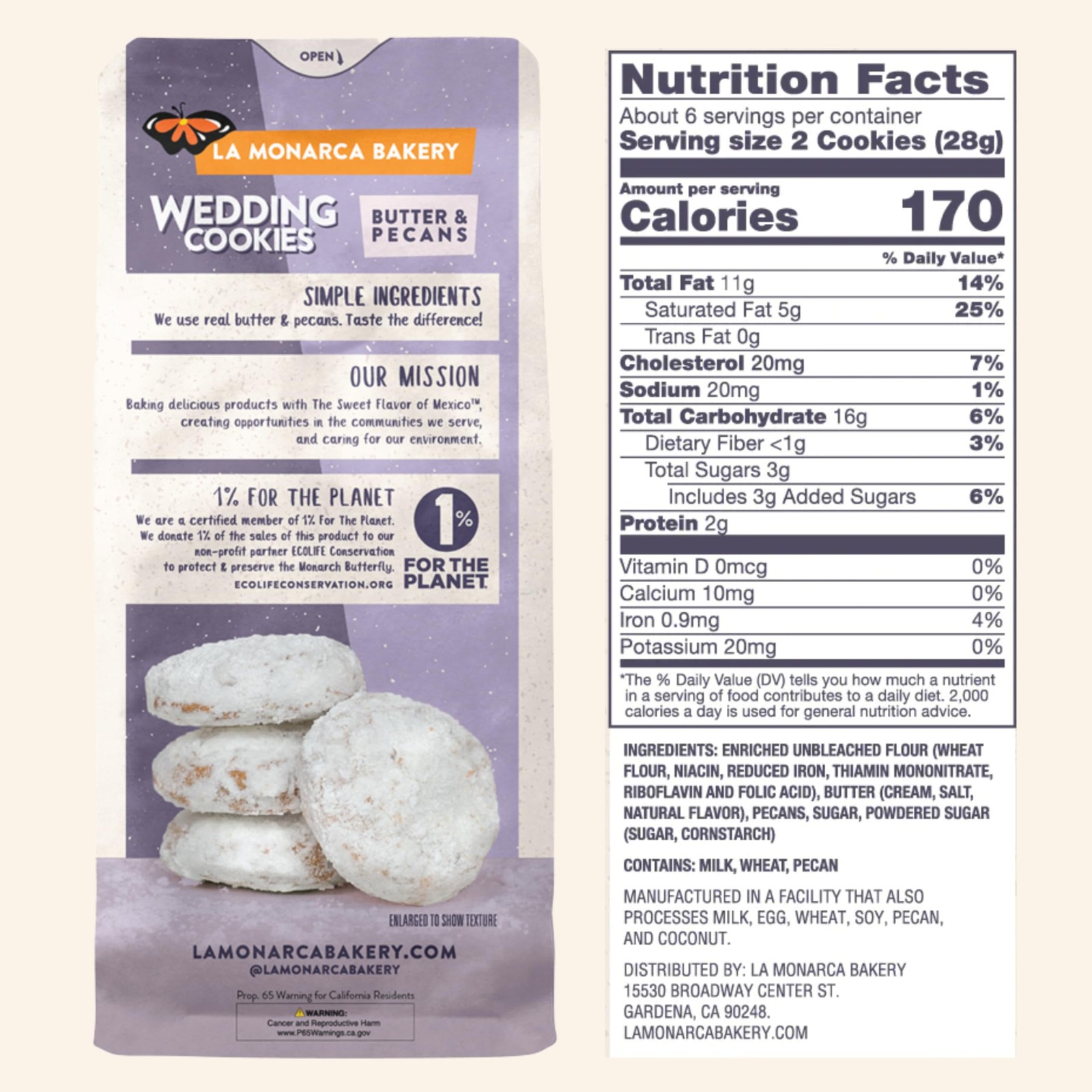 Mexican Wedding Cookies - 3 Pack, 6 Ounces of Buttery Pecan Treats gallery