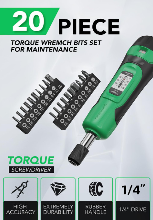 Torque Screwdriver, 1/4" Drive Screwdriver Torque Wrench 10-70 Inch Pounds gallery
