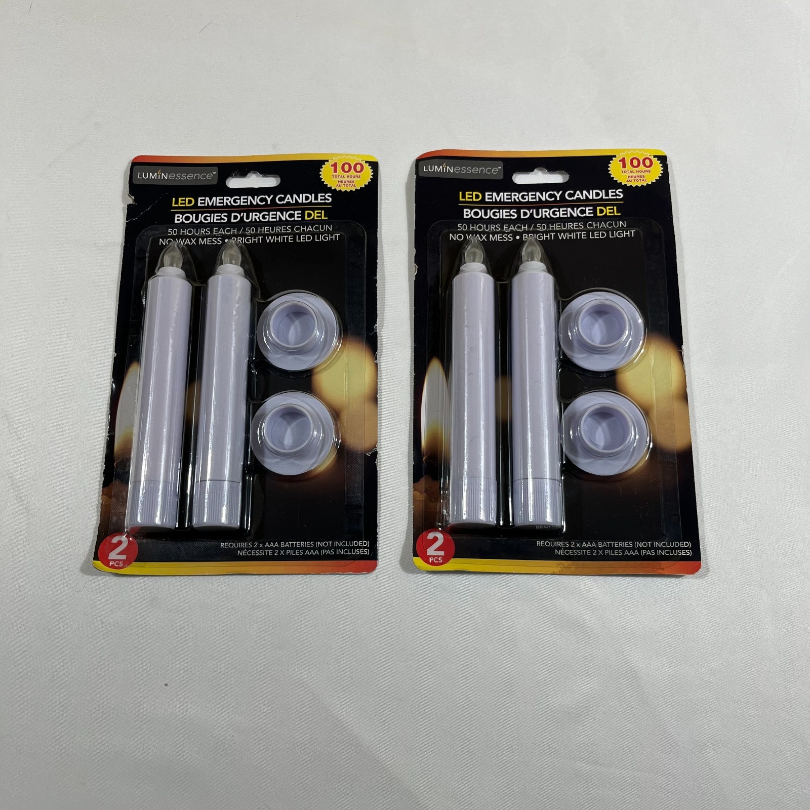 2 PK Emergency White LED Candles 5”H X 0.75”D 100 Hours Requires Batteries 2/Pk gallery