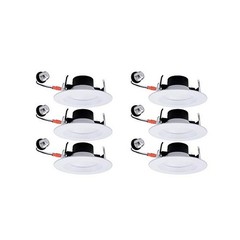 Utilitech 6-Pack 65-Watt Equivalent White Dimmable Recessed Downlight (5-in o…