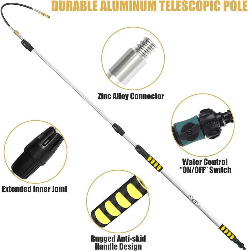 24FT Reach Gutter Cleaning Tools from The Ground, Telescopic Rain Gutter Cleaner gallery