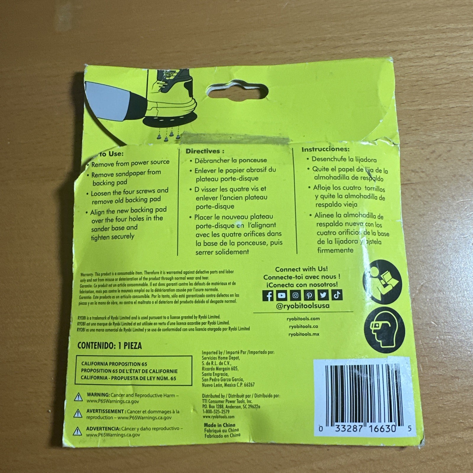 Ryobi Orbital Sander Backer Pad 5” Inch 8 Hole Hook & Loop A21BP01 gallery