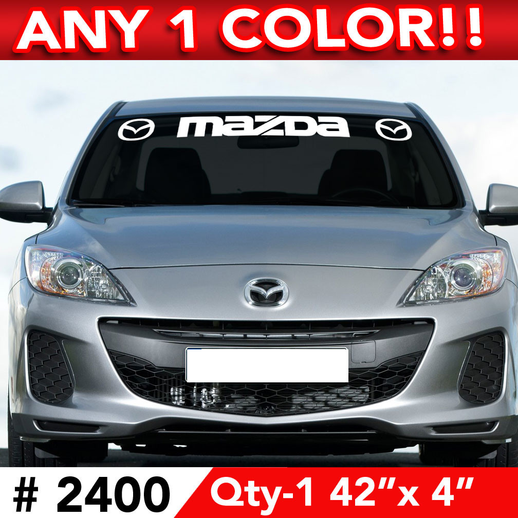 MAZDA TEXT w/LOGOS WINDSHIELD DECAL STICKER 42"w x 4"h in Any 1 Color gallery