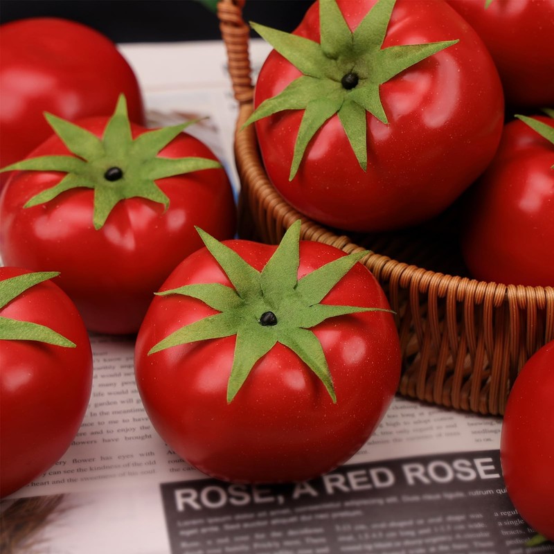 Artificial Simulation Tomato 6 PCS Fake Fruit Vegetable for Home Kitchen gallery