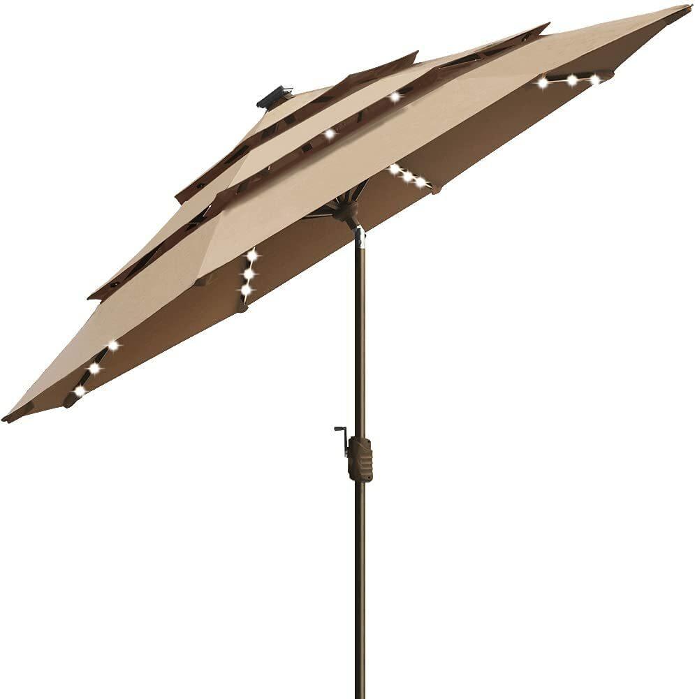 Clearance EliteShade Umbrella Solar 9ft 3 Tiers Market Umbrella w/ 80 LED Light gallery