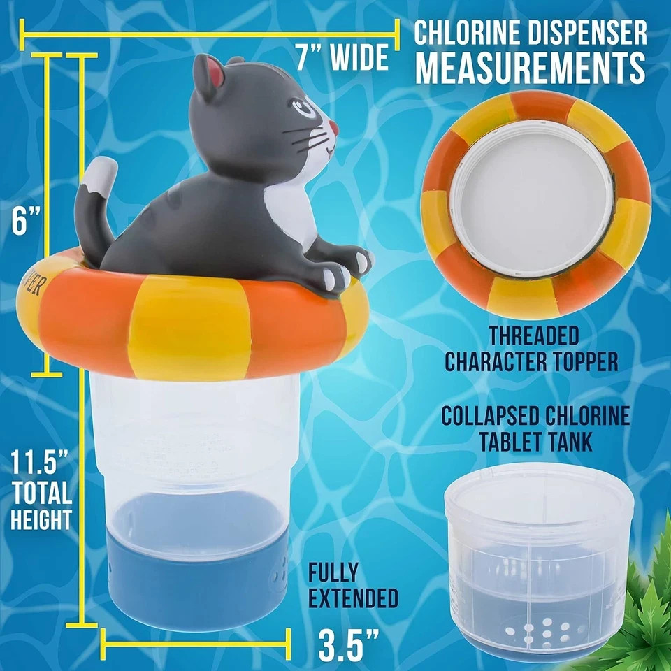 U.S. Pool Supply Kitty Cat Floating Pool Chlorine Dispenser, Collapsible Base, gallery