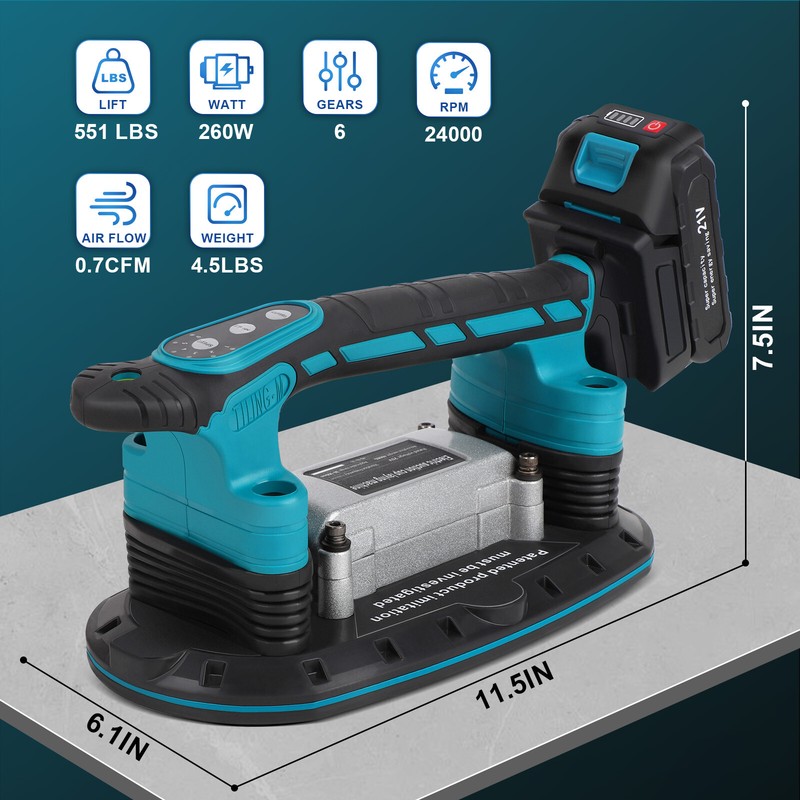 2IN1 Tile Vibration Machine & Vibrator Suction Cup 6-Speeds 24000RPM w/ 2 Akku gallery